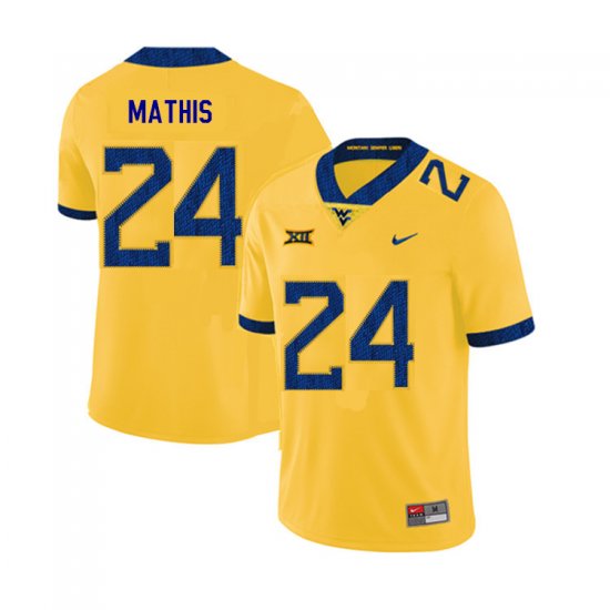 Men's West Virginia Mountaineers NCAA #24 Tony Mathis Yellow Authentic Nike 2019 Stitched College Football Jersey WY15U81RG